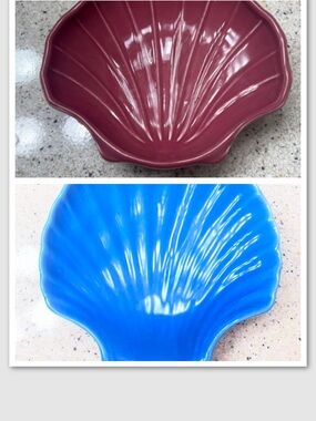 Bundle 2 VTG Pfaltzgraff Nantucket Mauve Pink Blur Shell Trinket Soap Dish USA